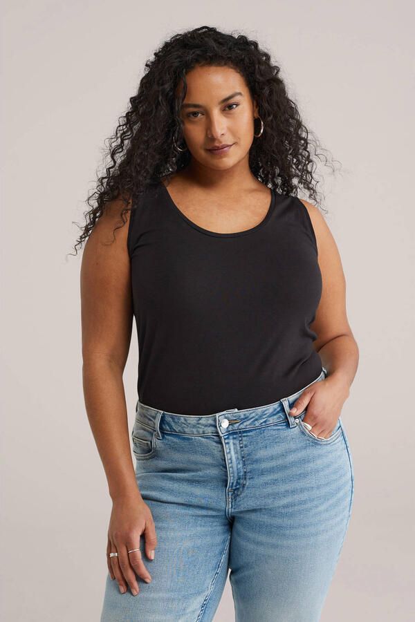 WE Fashion Curve singlet zwart