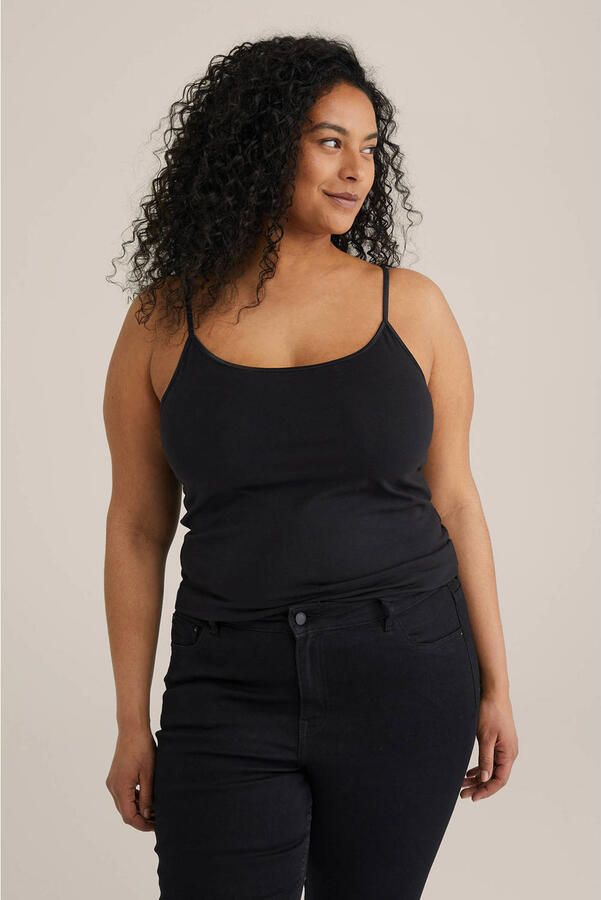 WE Fashion Curve singlet zwart