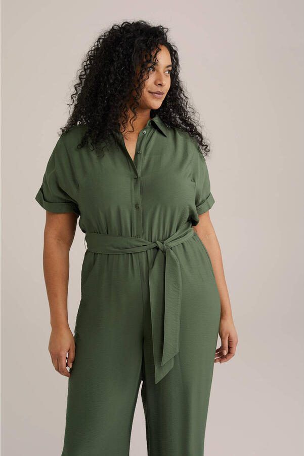 WE Fashion Curve straight jumpsuit kaki - Foto 1