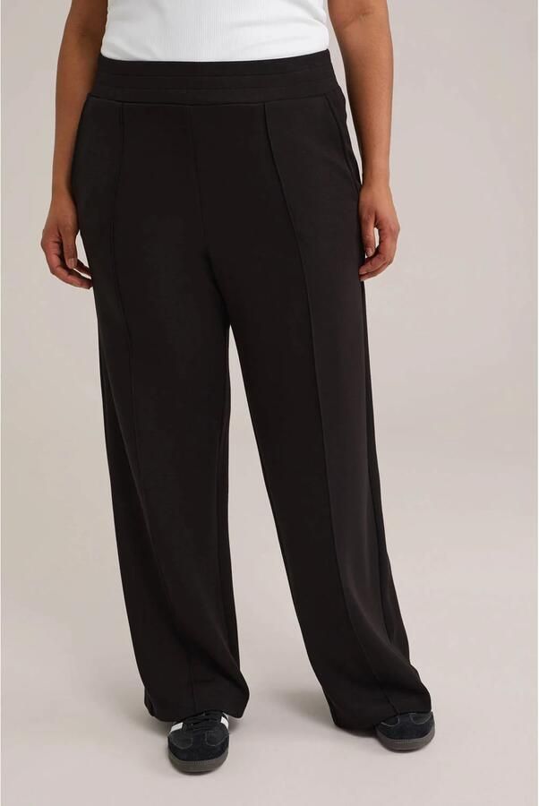 WE Fashion Curve straight regular waist casual broek zwart
