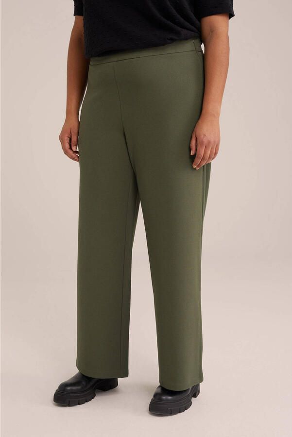 WE Fashion Curve straight regular waist pantalon donkergroen