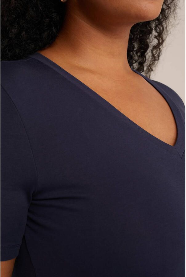 WE Fashion Curve T-shirt donkerblauw