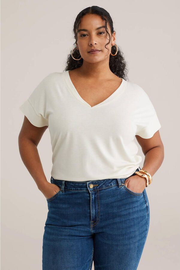 WE Fashion Curve T-shirt ecru