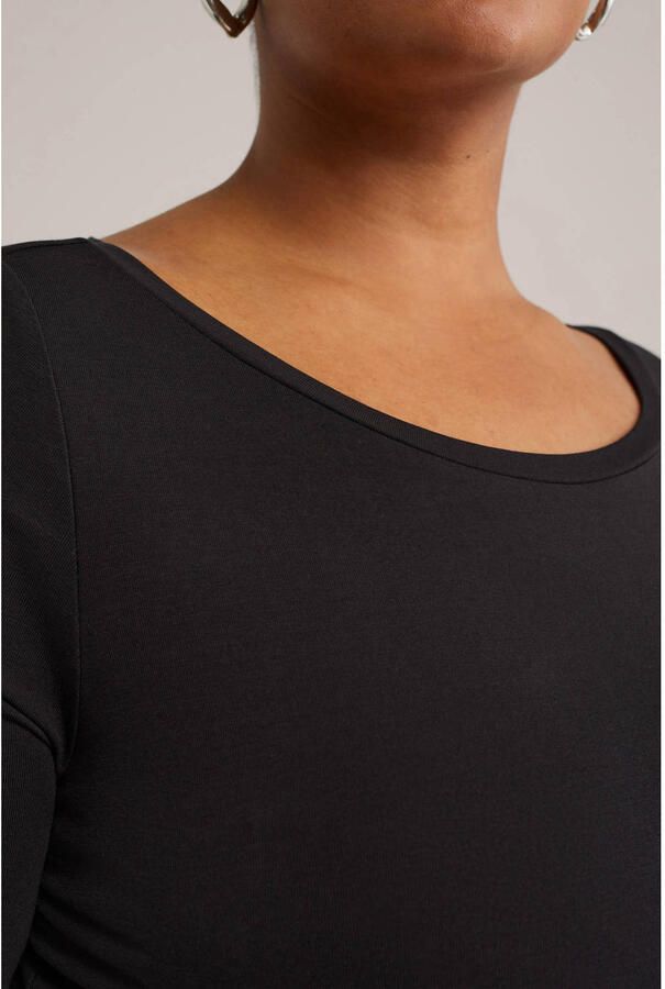 WE Fashion Curve T-shirt met katoen zwart