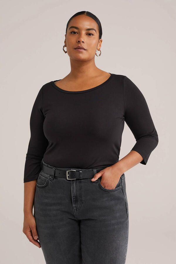WE Fashion Curve T-shirt met katoen zwart - Foto 3