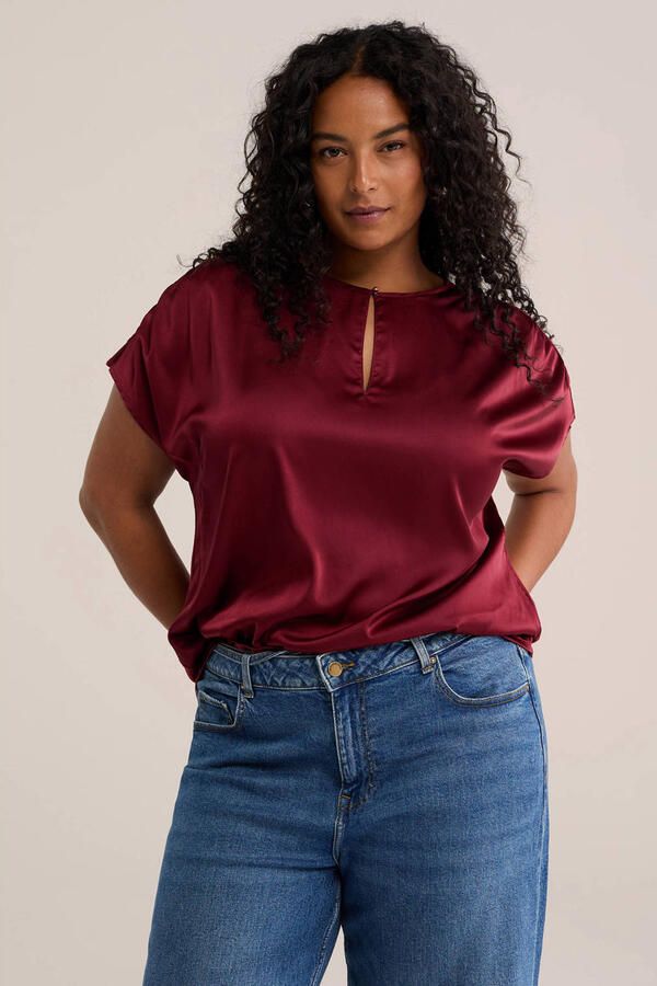 WE Fashion Curve T-shirt Plus Size donkerrood