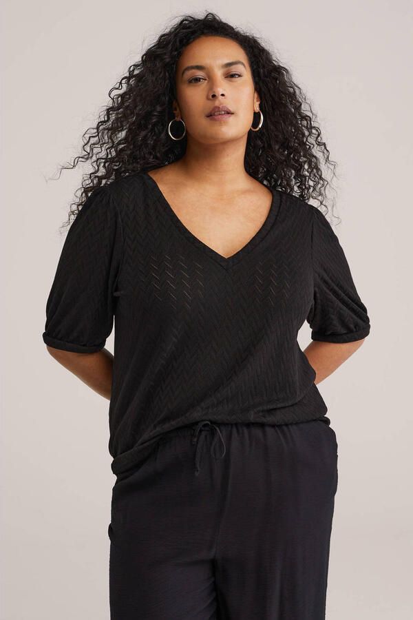 WE Fashion Curve T-shirt zwart