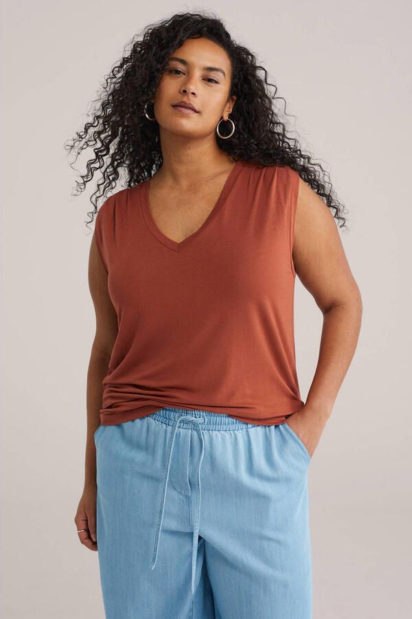 WE Fashion Curve top donker oranje