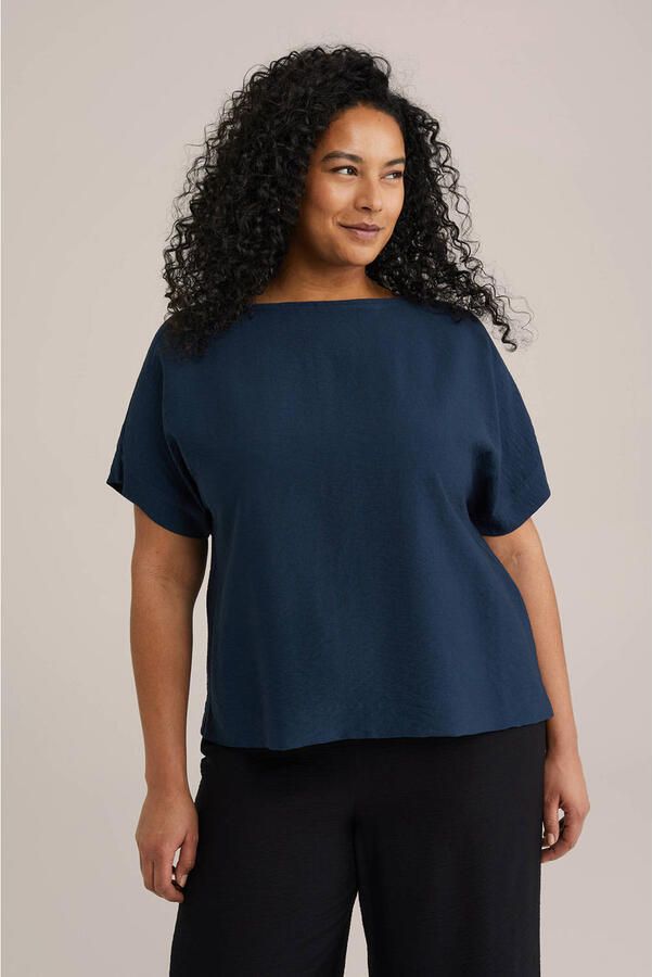 WE Fashion Curve top donkerblauw