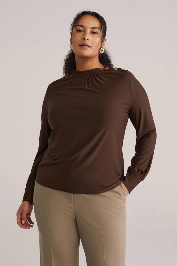 WE Fashion Curve top donkerbruin