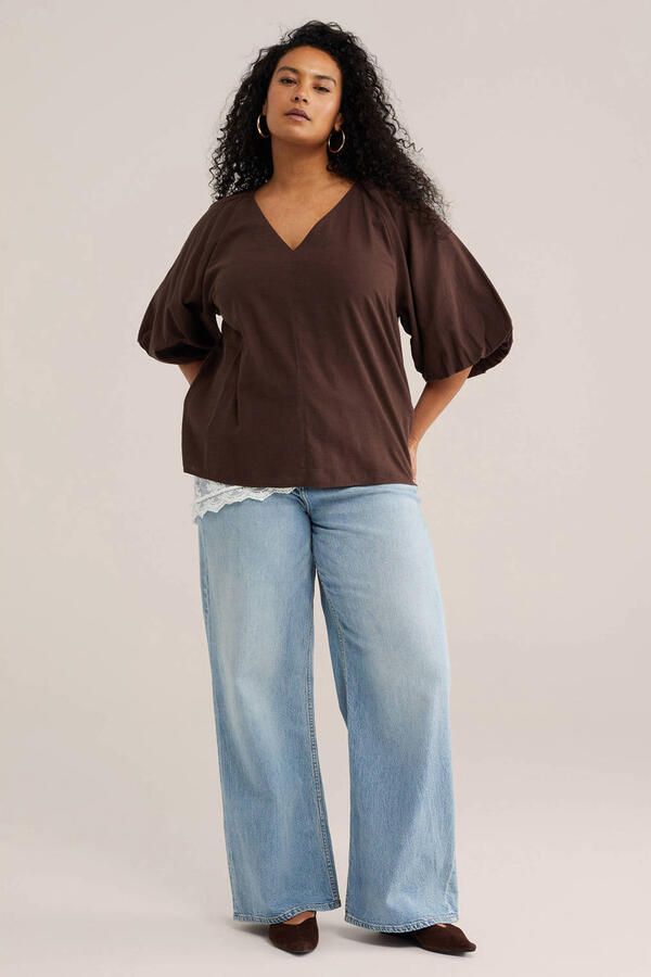 WE Fashion Curve top donkerbruin - Foto 2