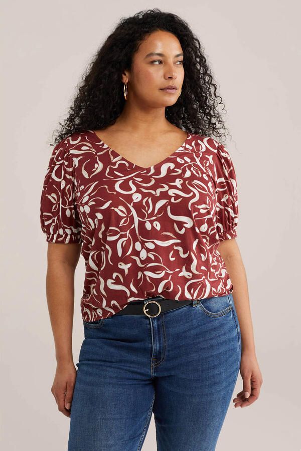 WE Fashion Curve top donkerrood