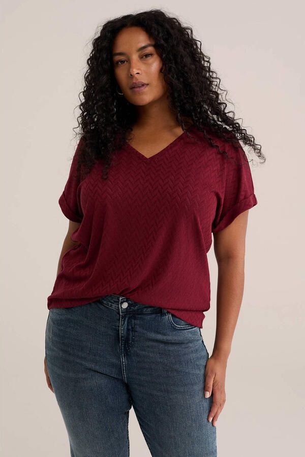 WE Fashion Curve top donkerrood