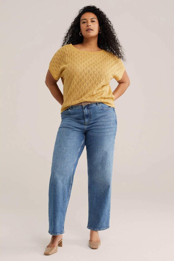 WE Fashion Curve top geel met lurex - Foto 2