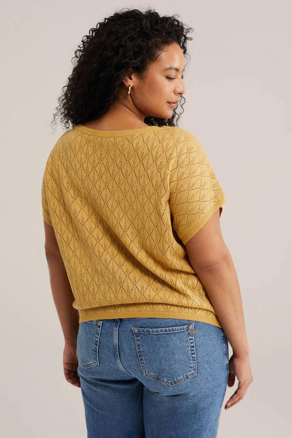 WE Fashion Curve top geel met lurex - Foto 3