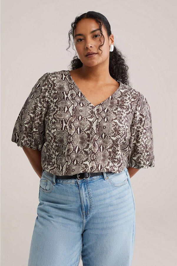 WE Fashion Curve top grijs