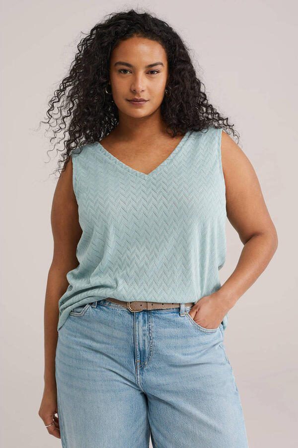WE Fashion Curve top grijsblauw