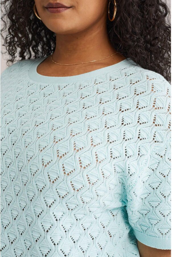 WE Fashion Curve top lichtblauw gebreid - Foto 3