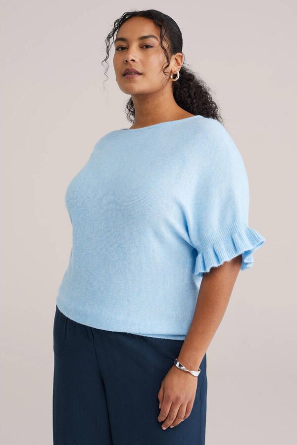 WE Fashion Curve top lichtblauw gebreid