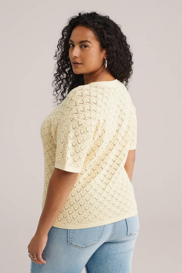 WE Fashion Curve top lichtgeel gebreid - Foto 3