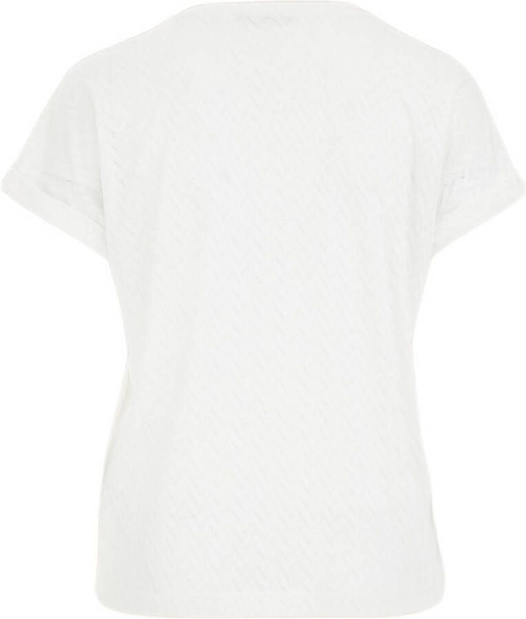 WE Fashion Curve top met ingebreid patroon wit