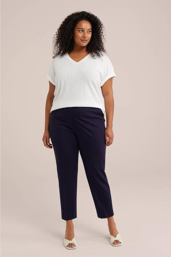 WE Fashion Curve top met ingebreid patroon wit - Foto 3