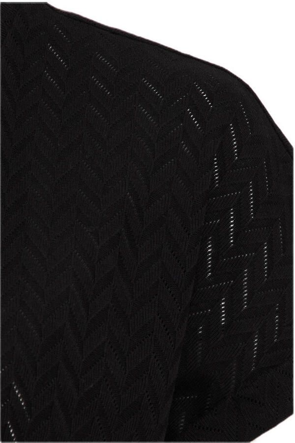 WE Fashion Curve top met ingebreid patroon zwart - Foto 2