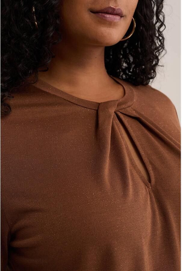 WE Fashion Curve top met lurex bruin - Foto 2