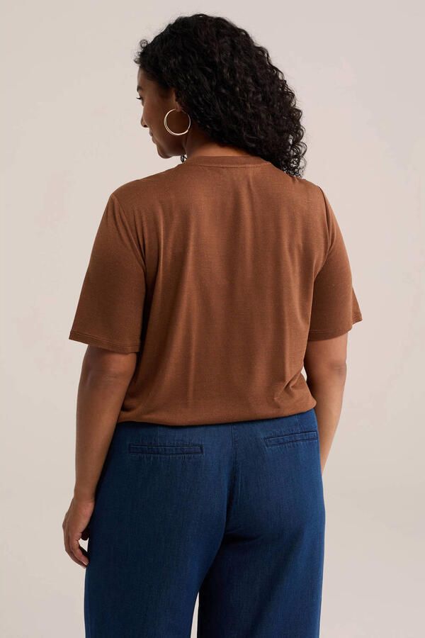 WE Fashion Curve top met lurex bruin - Foto 3