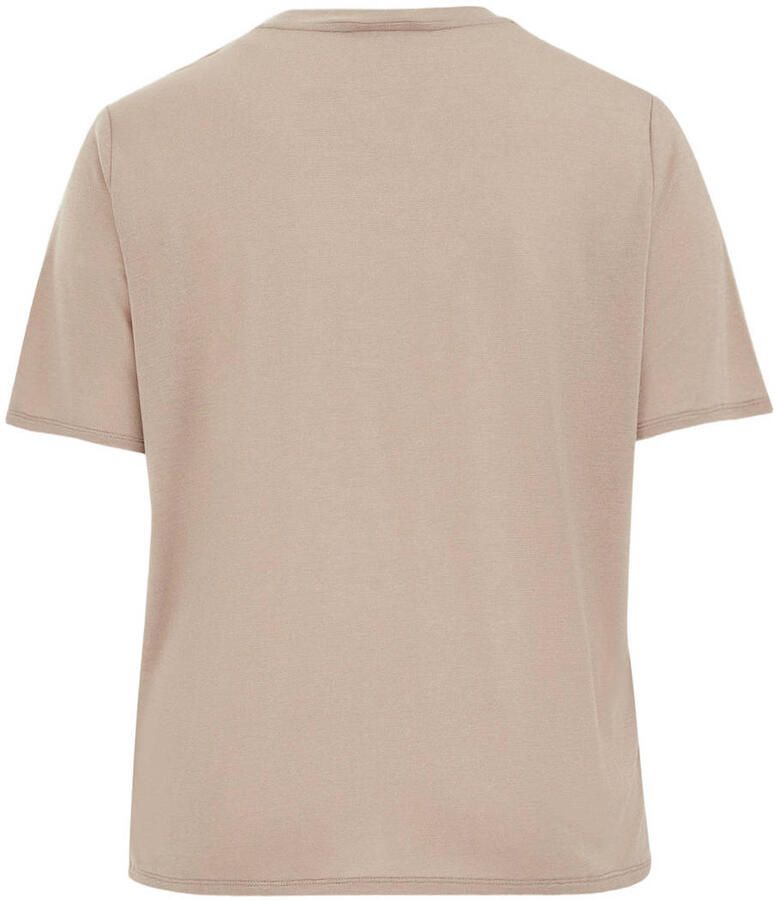 WE Fashion Curve top met lurex zand