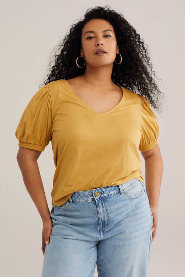WE Fashion Curve top oker