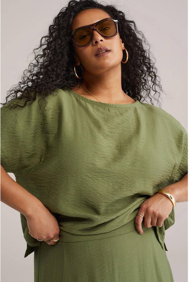 WE Fashion Curve top olijfgroen - Foto 2