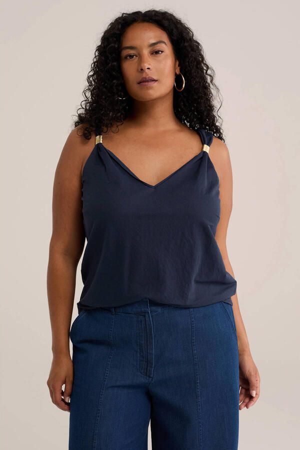 WE Fashion Curve top Plus Size donkerblauw