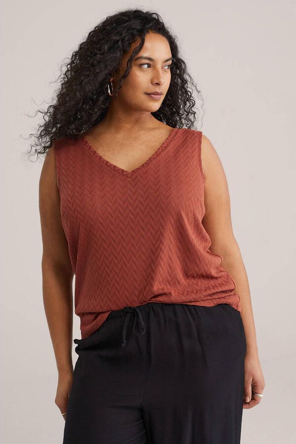WE Fashion Curve top roodbruin