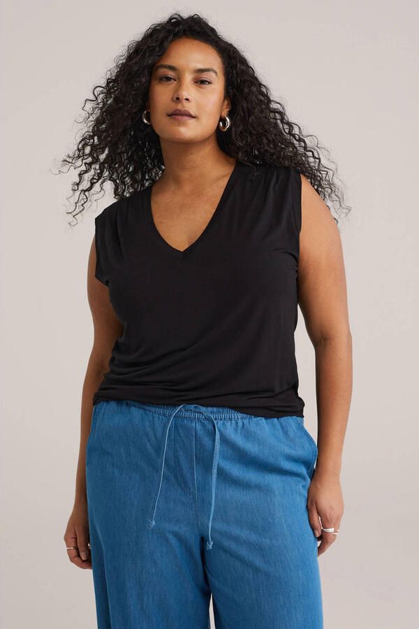 WE Fashion Curve top zwart