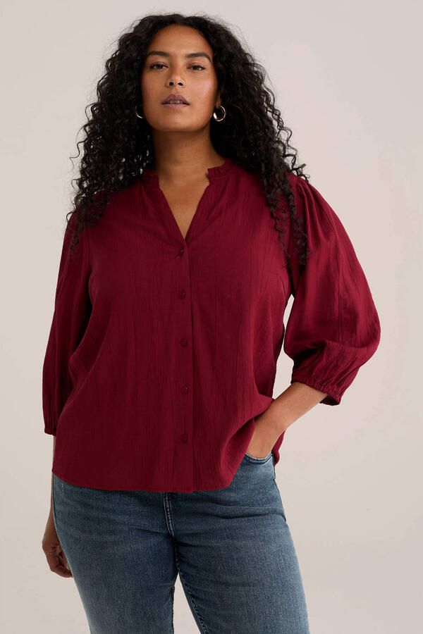 WE Fashion Curve viscose blouse donkerrood