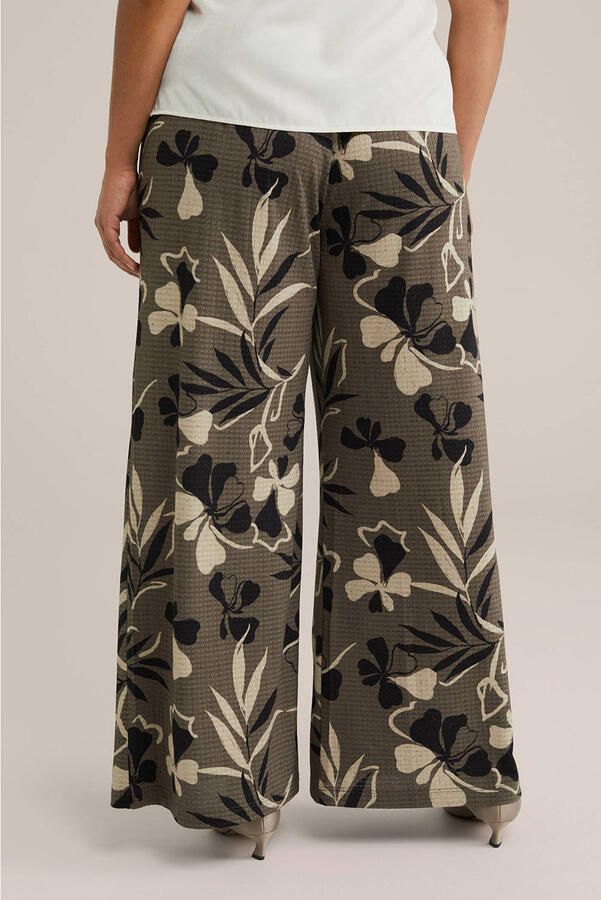 WE Fashion Curve wide leg high waist broek kaki