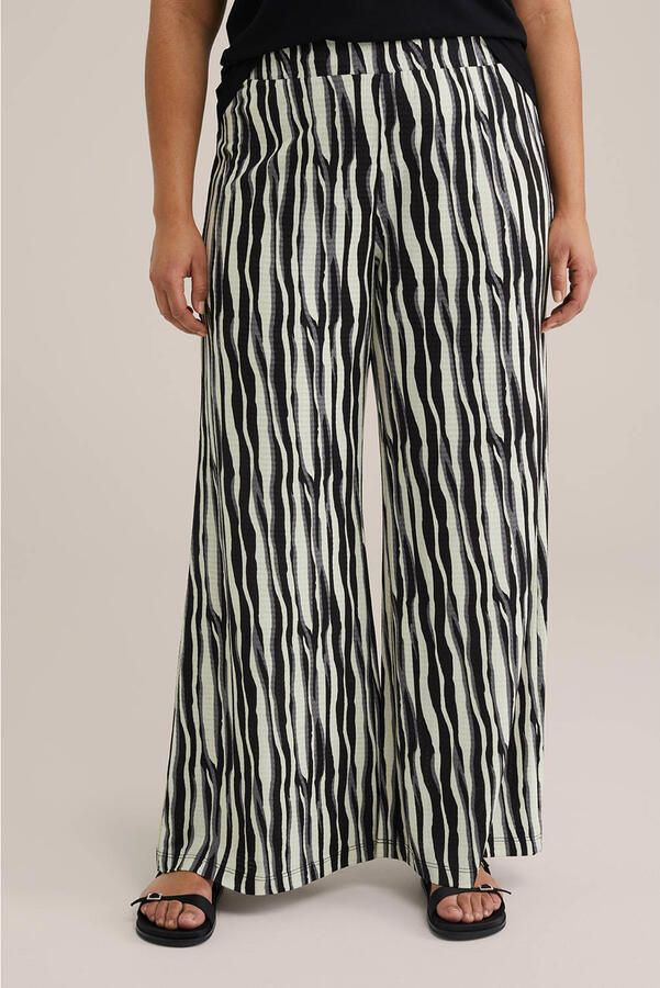 WE Fashion Curve wide leg high waist broek zwart
