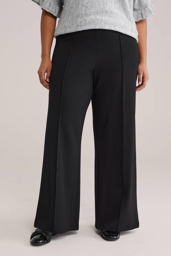 WE Fashion Curve wide leg high waist casual broek zwart