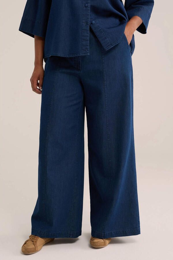 WE Fashion Curve wide leg jeans donkerblauw