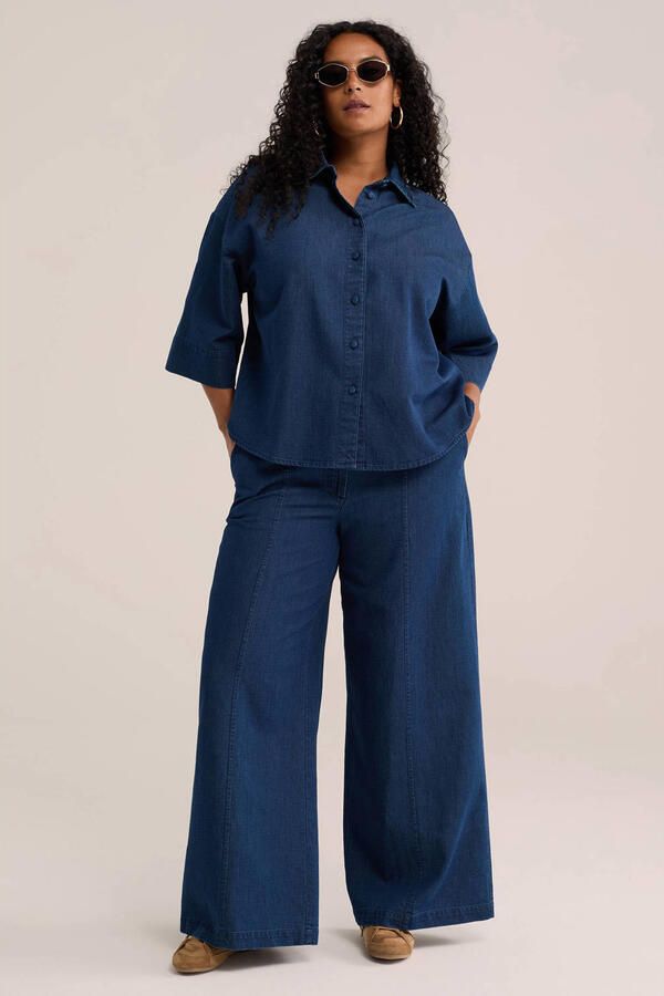 WE Fashion Curve wide leg jeans donkerblauw - Foto 2