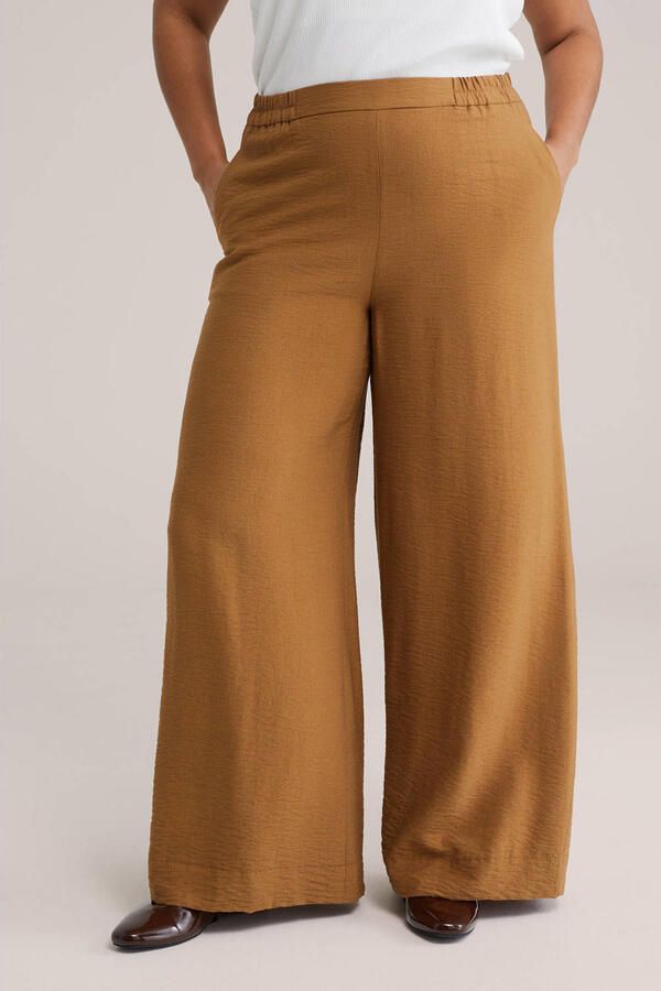 WE Fashion Curve wide leg regular waist broek camel - Foto 2