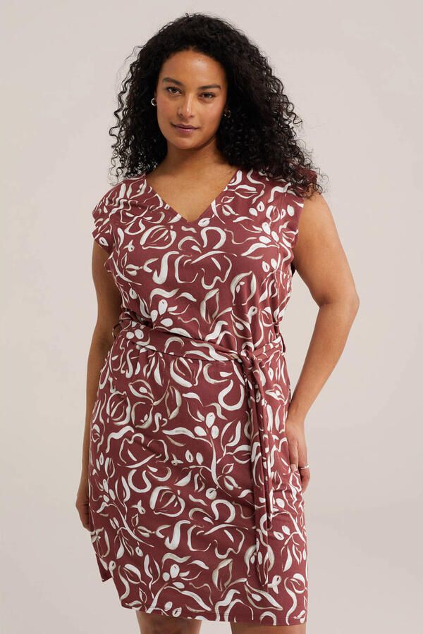 WE Fashion Curve zomerjurk rood