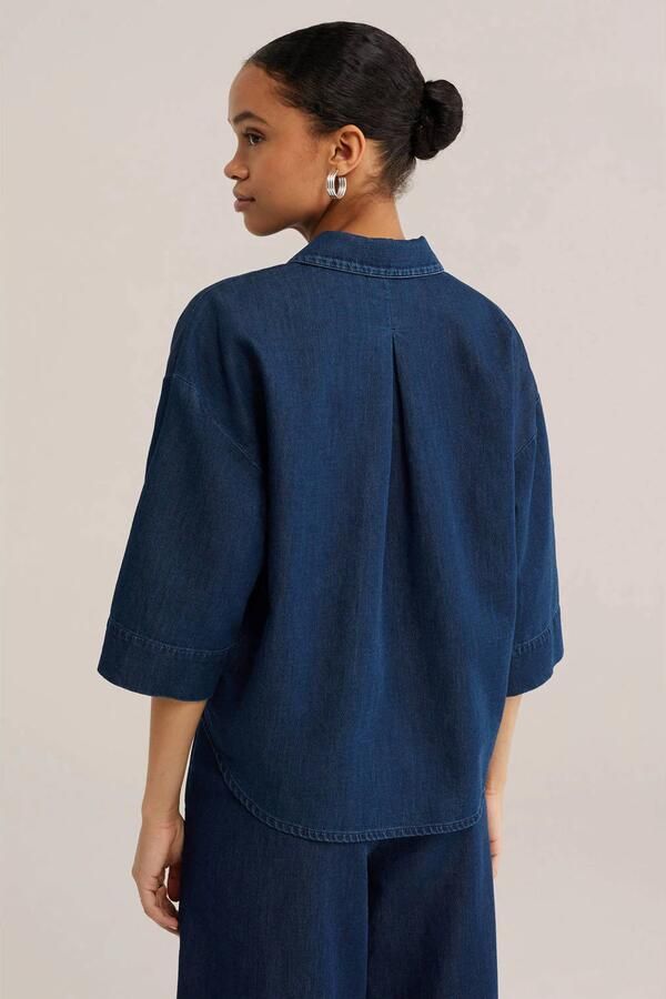 WE Fashion Blue Ridge denim blouse donkerblauw - Foto 3