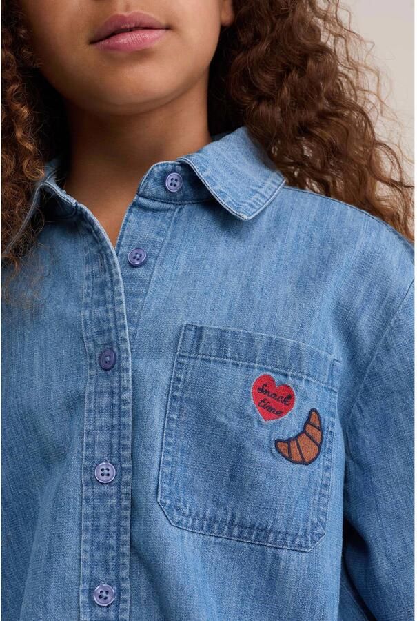 WE Fashion Blue Ridge denim blouse met borduursels middelblauw - Foto 2