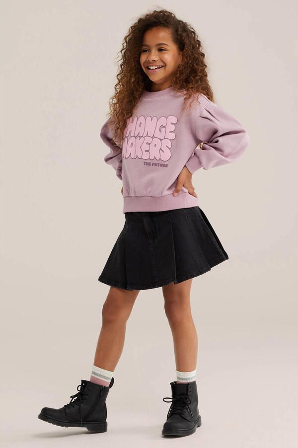 WE Fashion denim korte plooirok zwart - Foto 3