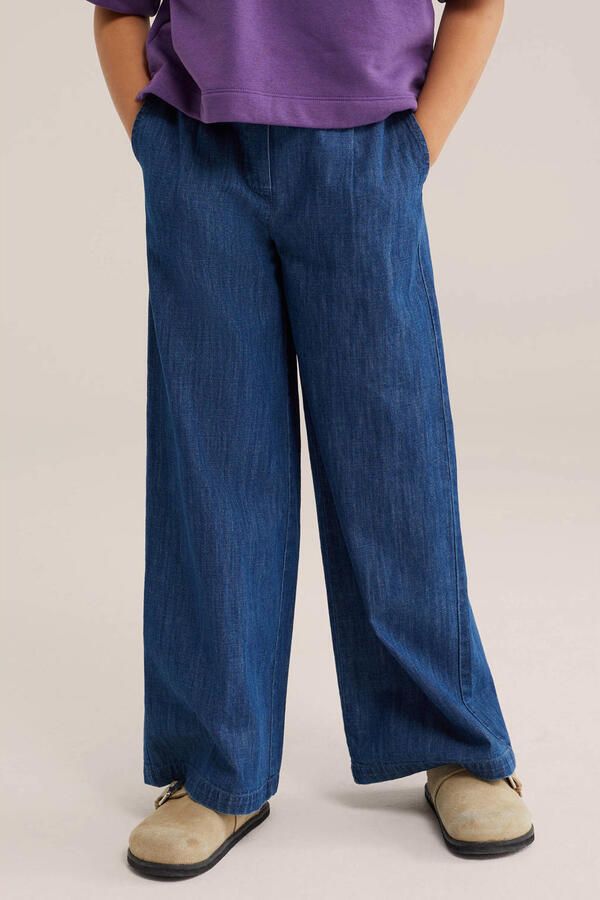 WE Fashion Blue Ridge denim loose fit broek donkerblauw