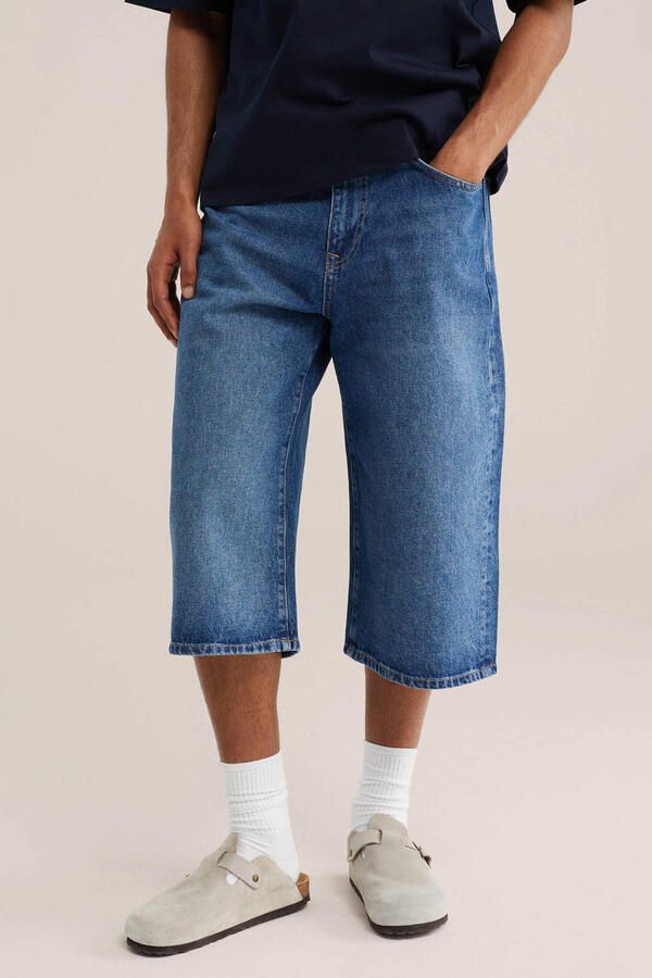 WE Fashion denim loose fit jort blauw - Foto 3