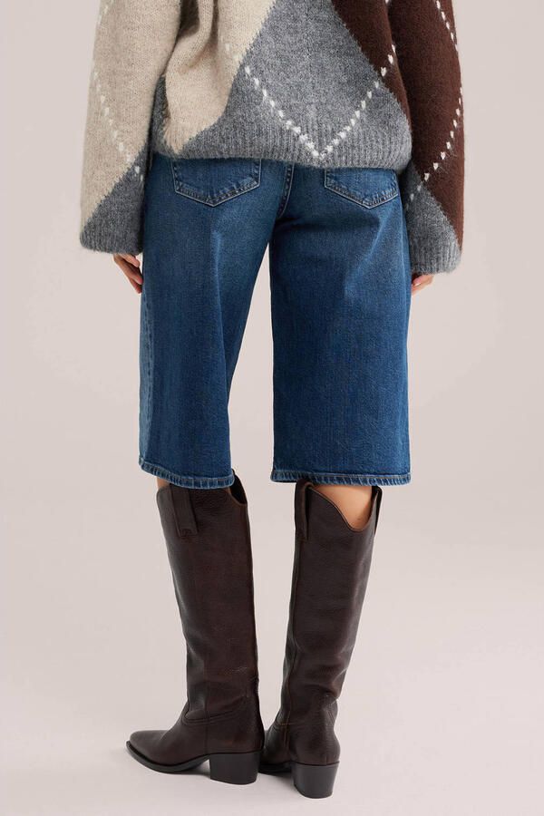 WE Fashion denim straight leg bermuda short mediumblauw - Foto 2