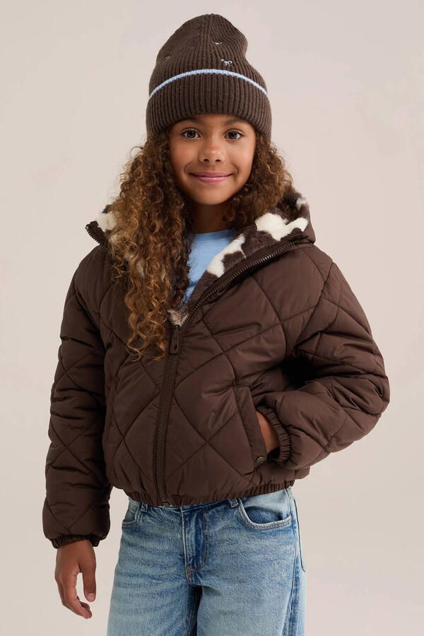 WE Fashion faux fur winterjas met dierenprint bruin - Foto 3